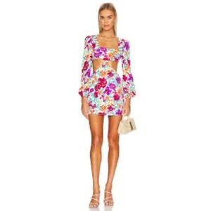 REVOLVE More To Come Sonya Floral Cut-Out Long Sleeve Mini Dress Size XL